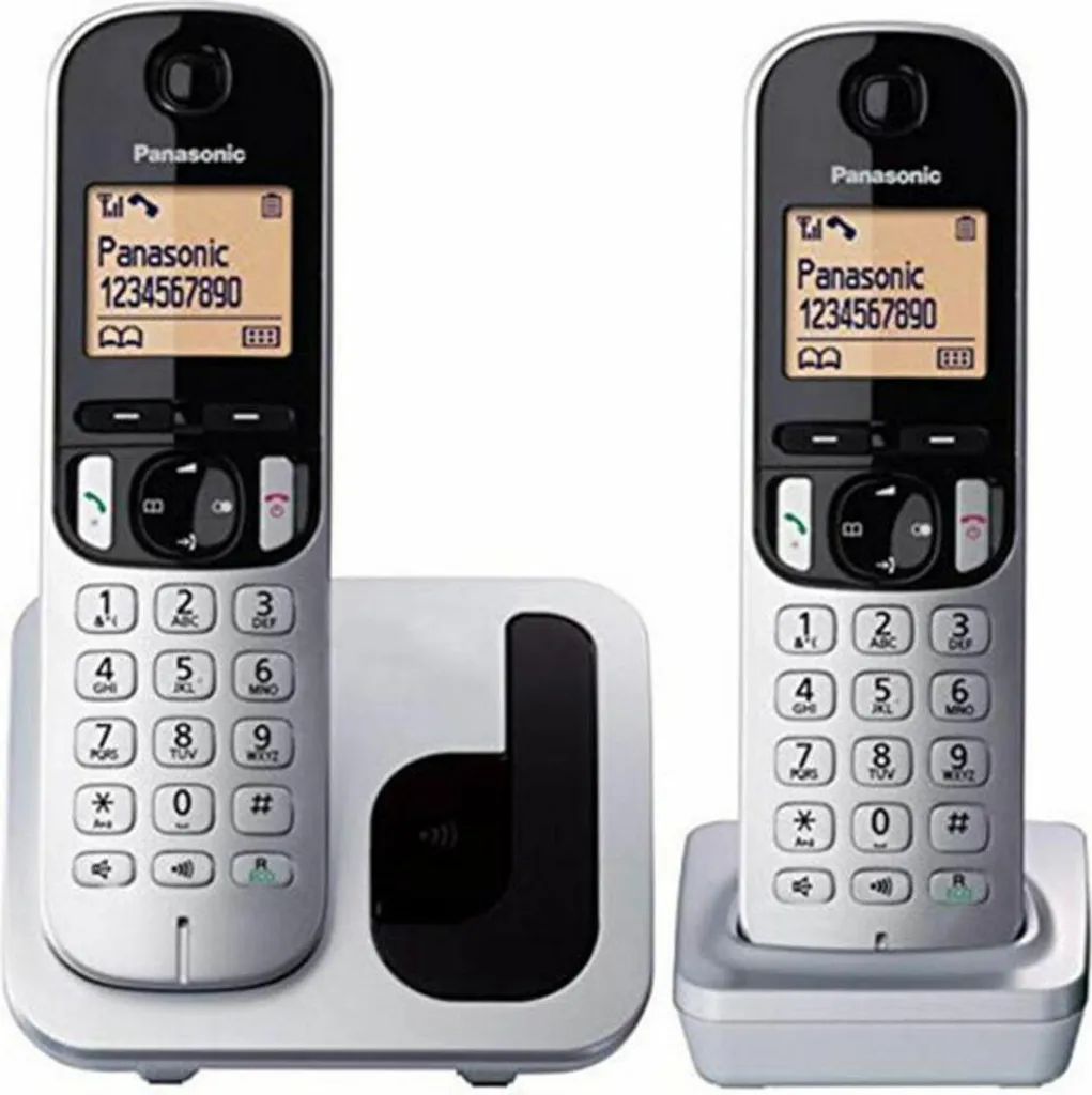Pack Duo Téléphone Fixe Panasonic KX-TGC212PL pour Maison et Bureau Argent