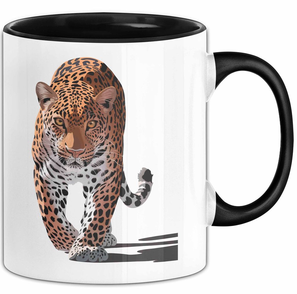 Leopard Tier Tasse Geschenk Lustige Geschenkidee Spruch (Schwarz)
