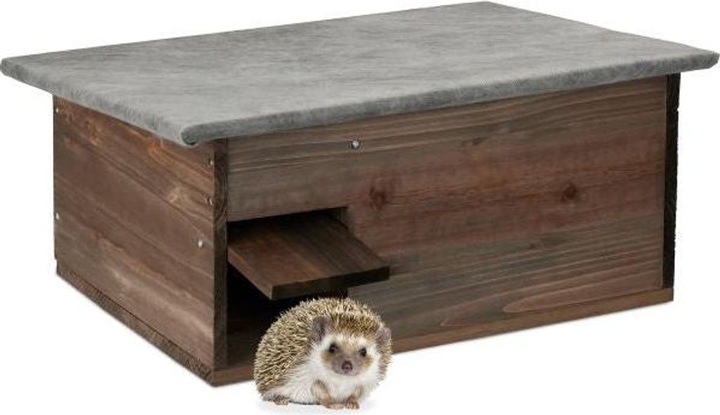 Großes Igelhaus aus Holz mit Labyrinth-Eingang, katzensicher, für warmen & trockenen Winterschlaf