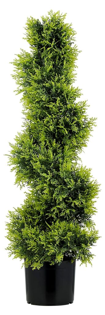 Künstliche Zypresse 90 cm in Spiralform, Kunstpflanze im Topf, UV-beständig für Innen- und Außenbereich, Dekoration für Wohnzimmer, Schlafzimm...