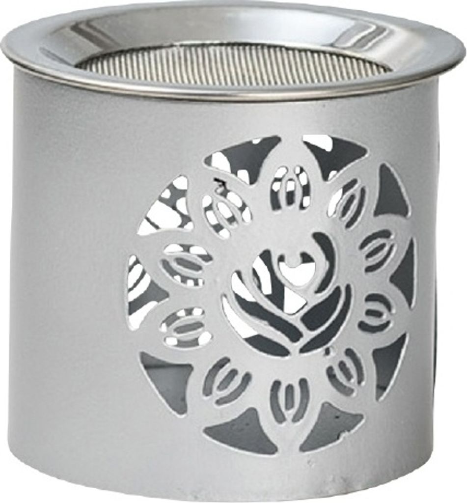 Räucherstövchen Rose silber, Höhe 6 cm