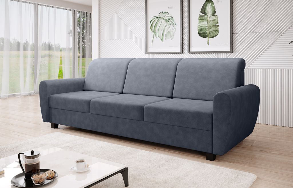 MODERNO 3-Sitzer Sofa mit Schlaffunktion Schlafsofa mit Bettkasten "Milo" , Graphit