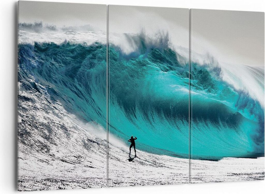 Bild auf Leinwand - Leinwandbild - 3 Teile - Surfen Welle Türkis - 165x110cm - Wand Bild - Wanddeko - Wandbilder - Leinwanddruck - Bilder - Wandde...