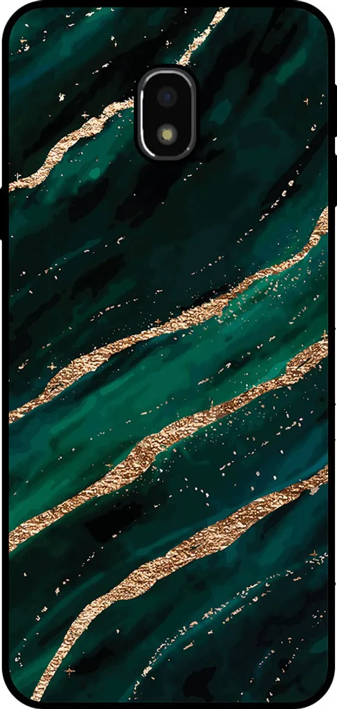 Smartphonica Custodia per telefono adatta a Samsung Galaxy J3 2017 con stampa in marmo - Custodia posteriore in TPU con design in marmo - Verde Oro