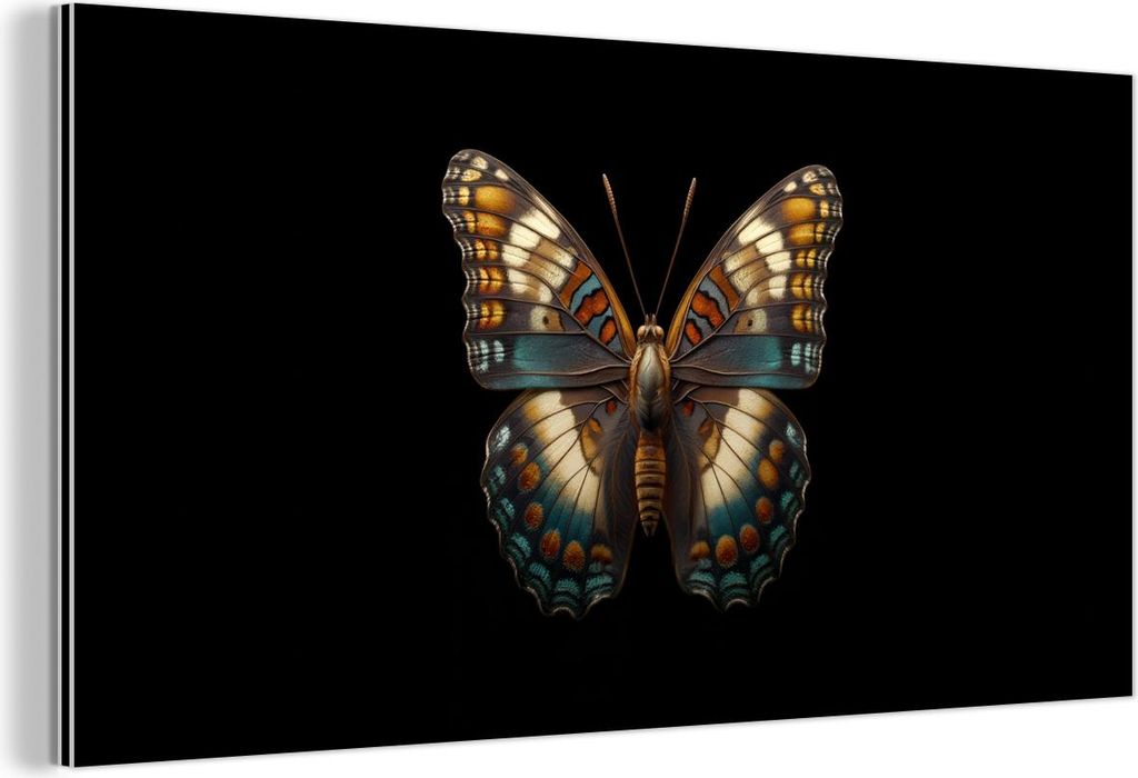 MuchoWow Wanddekoration Metall Metallbild Wandkunst 80x40 cm Schmetterling - Bunt - Mosaik MuchoWow Aluminium Gemälde - Wanddekoration - Alubild
