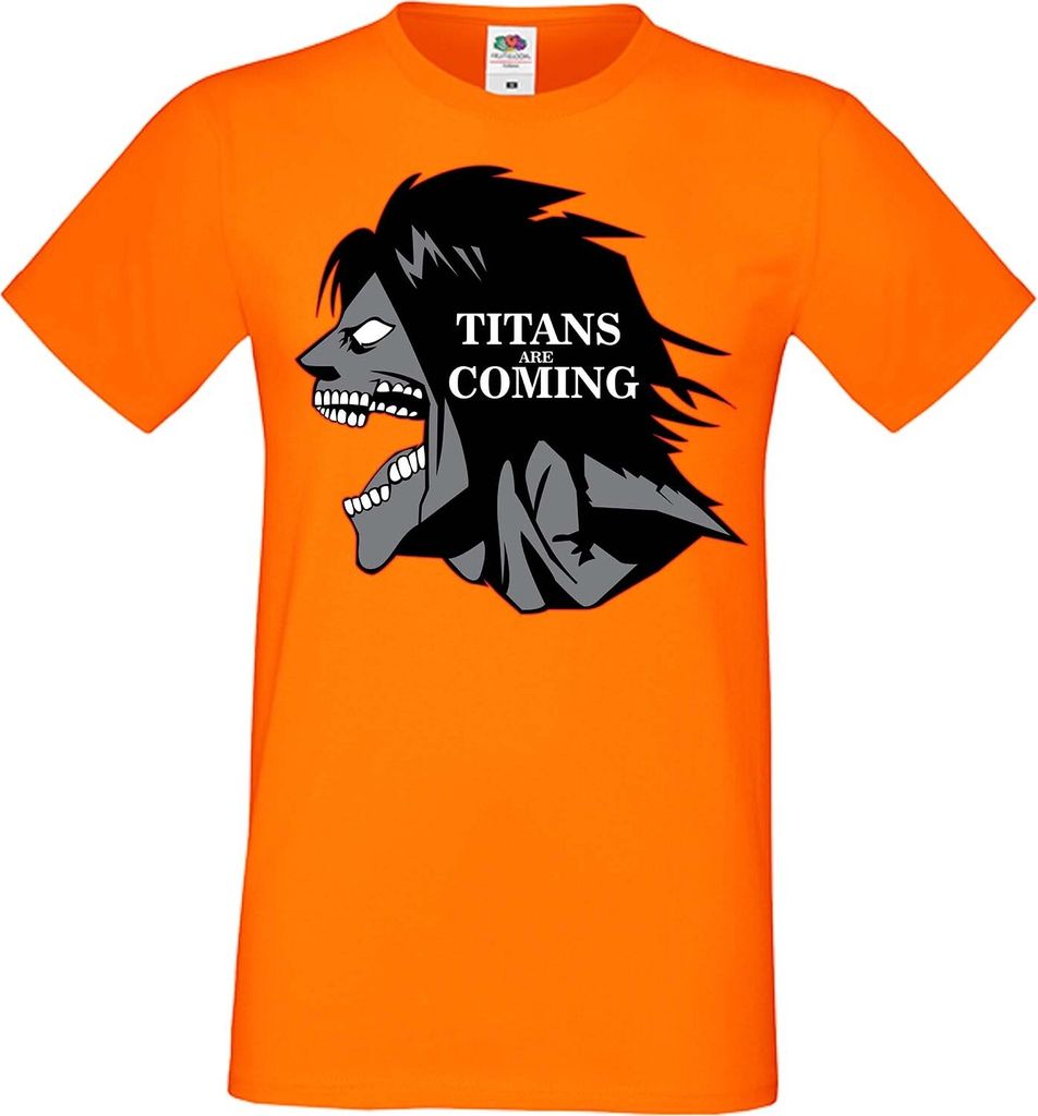 Herren T-Shirt Anime Manga Attack Anime On Titan Titans Are Comings, Man S / Orange