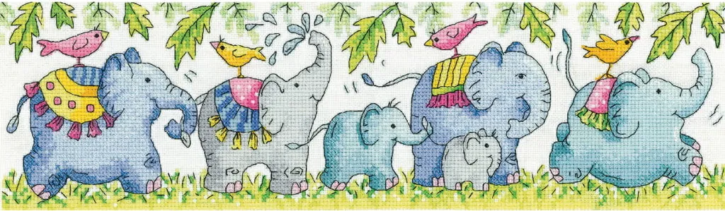Kit Point de Croix Éléphants Heritage : Activité Relaxante DIY Complète