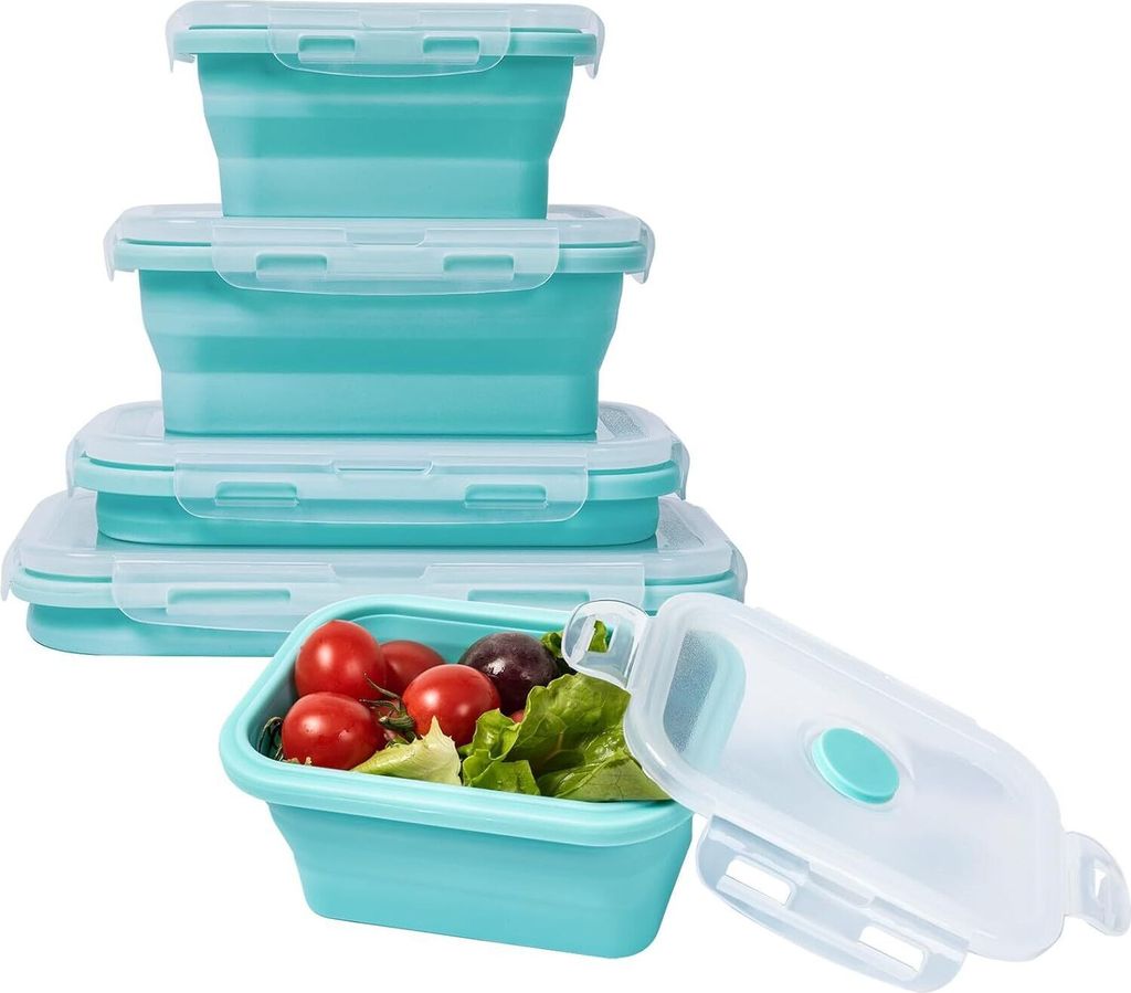 balenie 4 skladacích silikónových nádob, úložný box s Obrázok produktu 