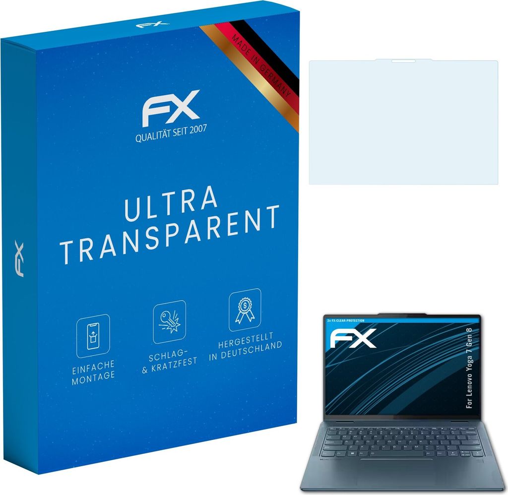 atFoliX FX-Clear 2x Schutzfolie kompatibel mit Lenovo Yoga 7 (Gen 8) Displayschutzfolie
