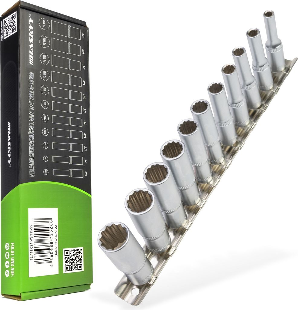 HASKYY Steckschlüssel Satz 4-13mm Zwölfkant Vielzahn Nuss Produktbild 1