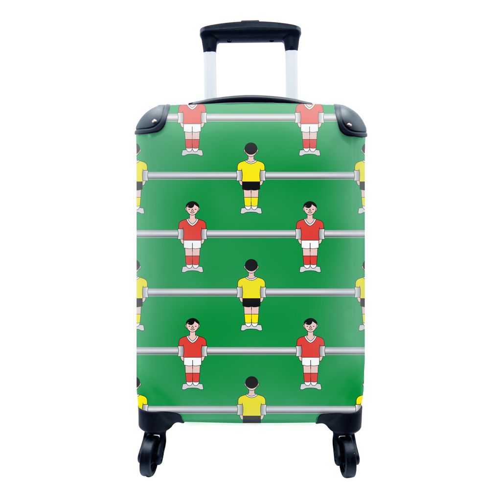 MuchoWow Koffer Handgepäck Trolley Rollkoffer Kleine Reisekoffer mit 4 Rollen - Muster - Fußball - Sport - Cabin Size < 55x40x23 cm & 55x40x20 ...