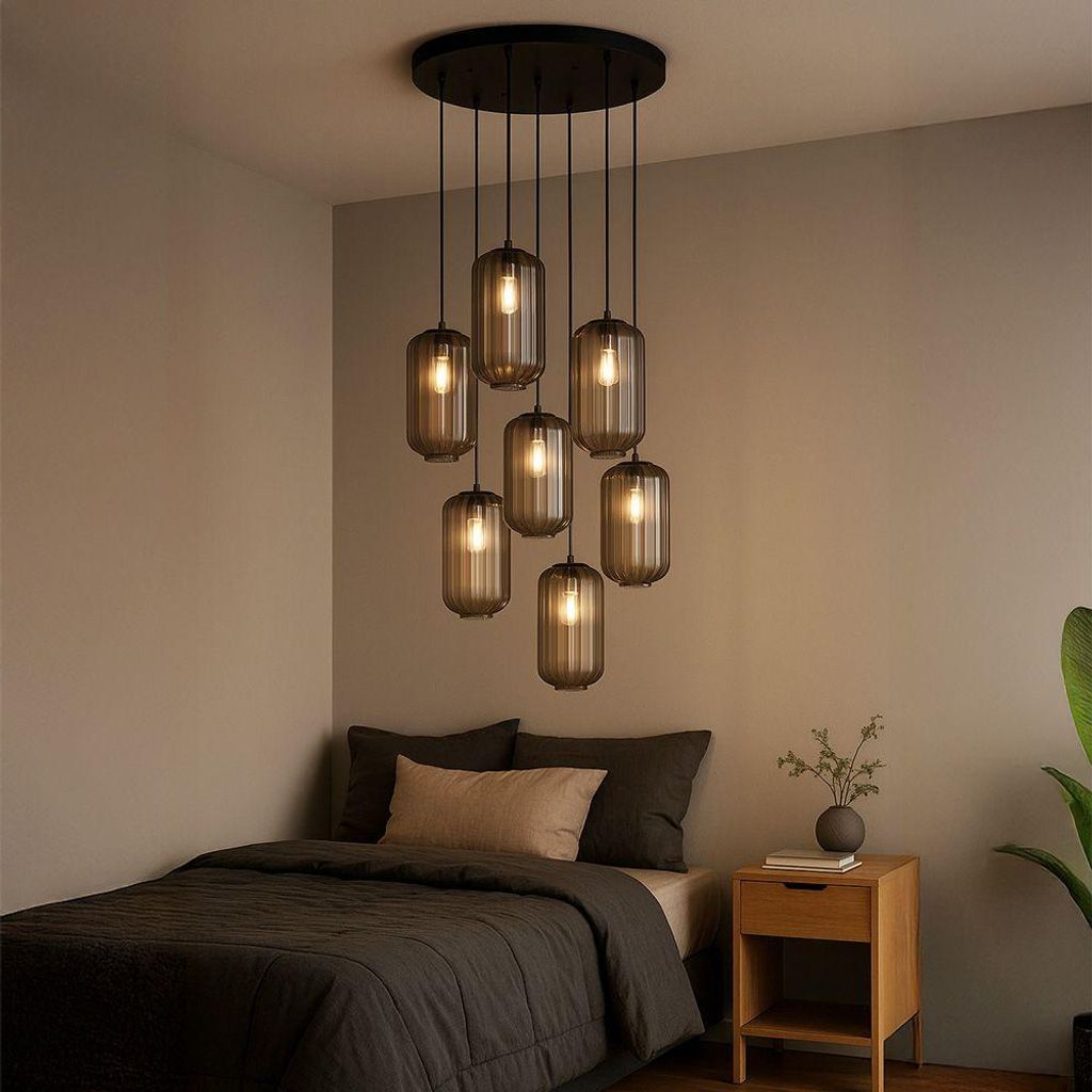 s.luce Velo Galerieleuchte 8-flammig Ø 80cm Baldachin, Ø 18cm Mehrfarbig 8-Flammig Zylindrisch, Rund, Länglich