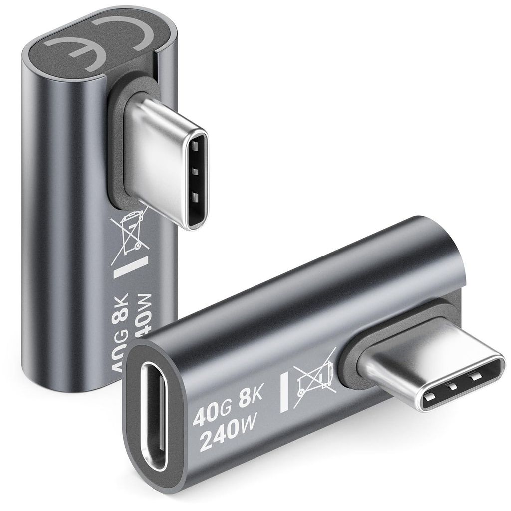 deleyCON USB-C Winkeladapter 90 Grad, 40Gbps, 240W, USB Produktbild 