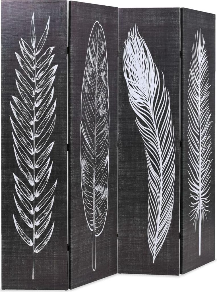 vidaXL Raumteiler klappbar 160 x 170 cm Federn Schwarz-Weiß