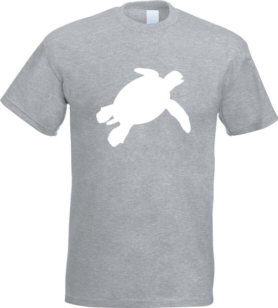 Kiwistar - T-Shirt - Graumeliert - Schildkröte Silhouette Motiv Bedruckt Funshirt Design Print - mit Motiv Bedruckt - Funshirt Design - Sport - Fr...
