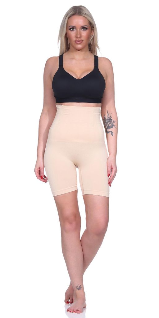 Damen Bauch-Weg-Effekt Formt Sofort Body Shaper Nahtlos Hohe Taille; Beige XL/XXL