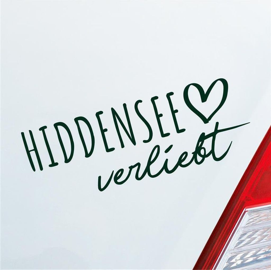 Auto Aufkleber Hiddensee verliebt Herz Insel Ostsee Liebe Car 19x7 cm Dunkelgrün Sticker Heckscheibenaufkleber