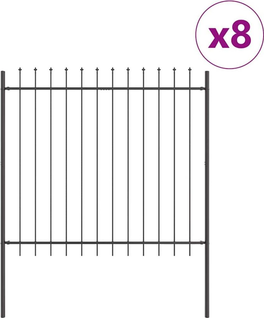 Gartenzaun Grau 13.6 x 1.5 m Pulverbeschichteter Stahl