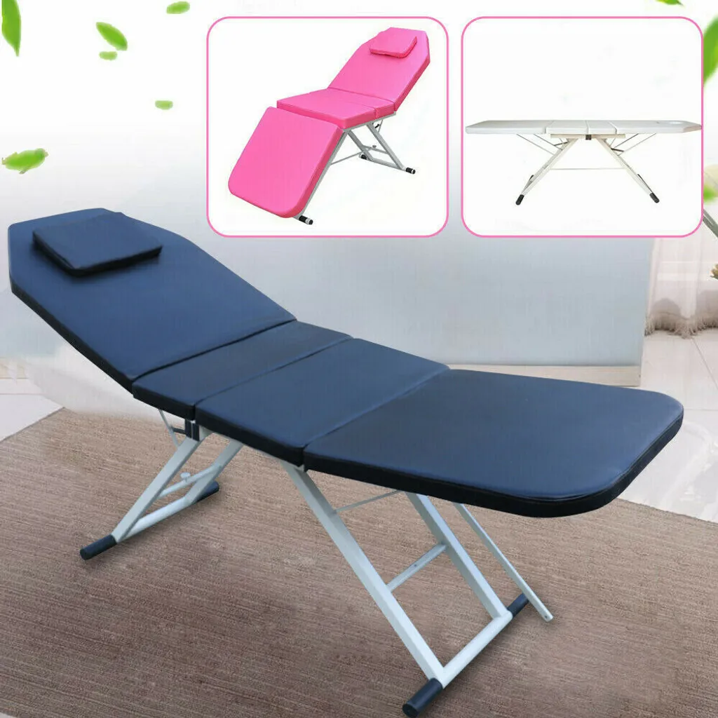 Lit de massage portable 3 zones avec pieds acier noir pour massage pro
