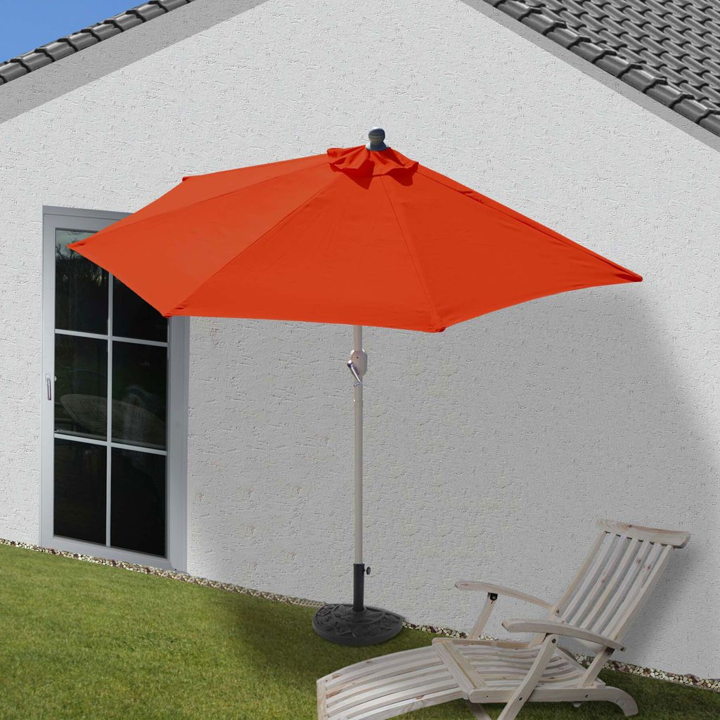Sonnenschirm halbrund Lorca, Halbschirm Balkonschirm, UV 50+ Polyester/Alu 3kg 300cm terracotta mit Ständer