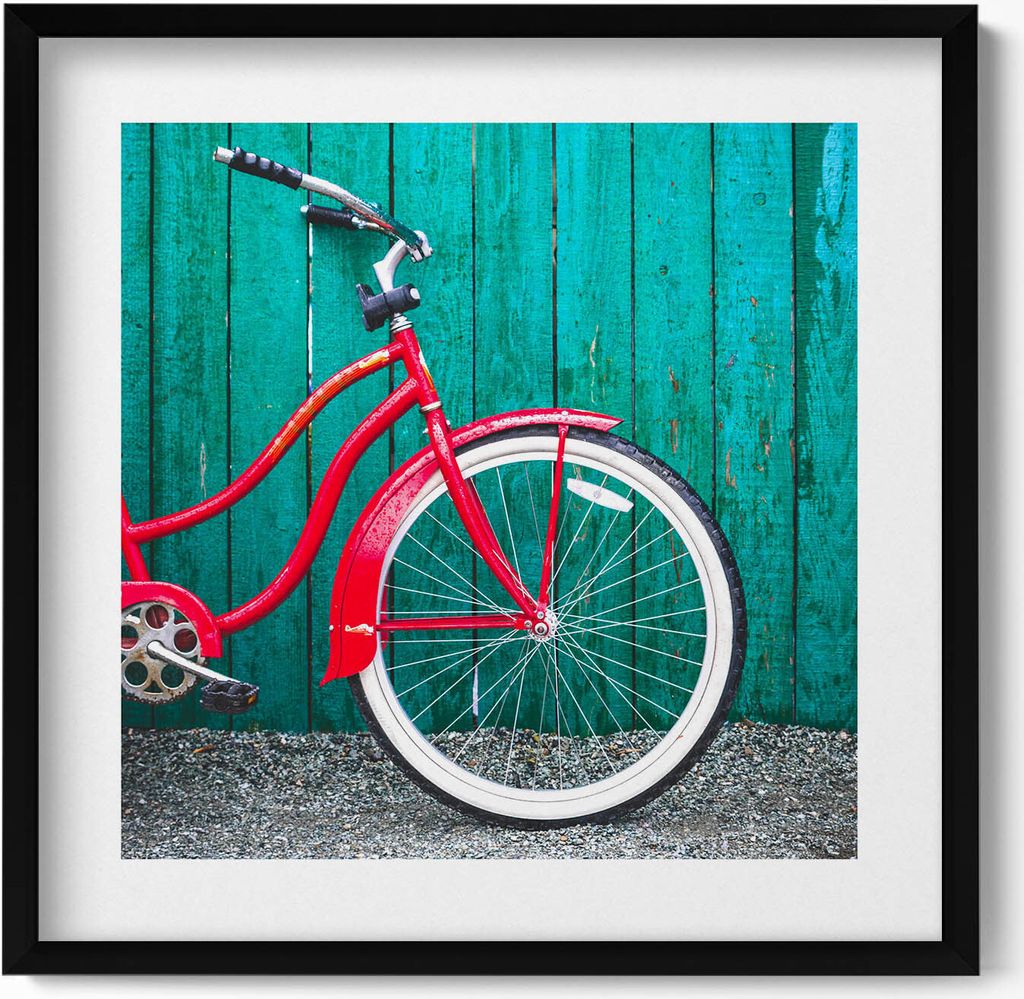 Schwarzes Fahrrad– Wandbild mit Rahmen – Gerahmtes Bild  – Produktbild 