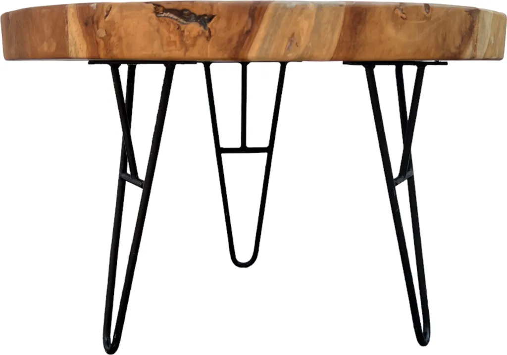Table d'appoint de canapé ronde en bois - Support ordinateur et café - 4