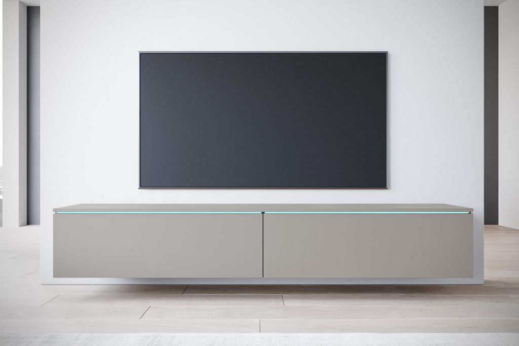 MINIO go for it, TV-Schrank, Lowboard "DONNA" 180 cm, stehend, hängend, ohne LED-Beleuchtung, Grau Pallad Farbe