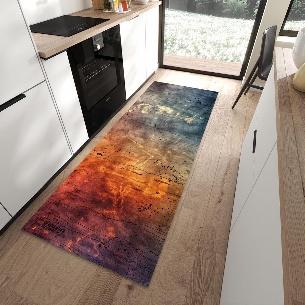 Küchenteppich 90x240cm rutschfest & abwischbar PVC Läufer - Abstrakte Farbkarte