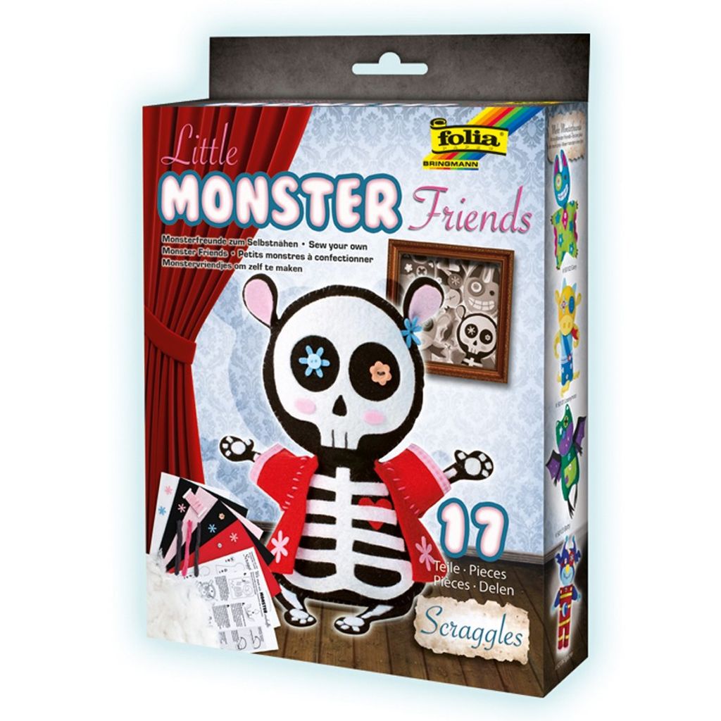 Folia Little Monster Friends Scraggles Filz Bastelset, mehrfarbig, 17-teilig (1 Set)
