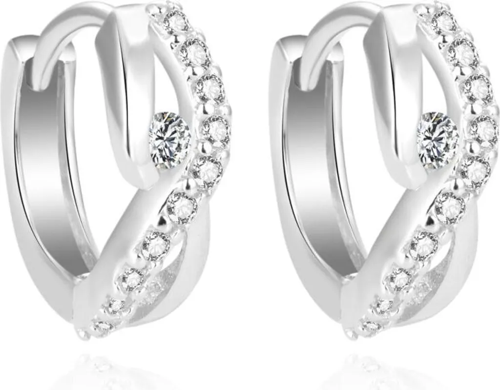 Boucles d'oreilles scintillantes en argent avec zircon cubique rond