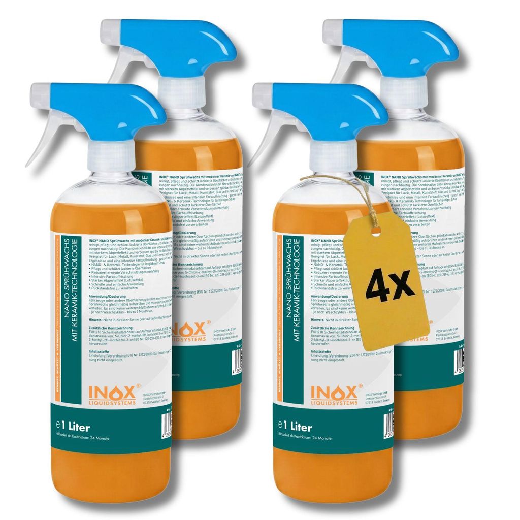 INOX Sprühwachs 4x1L Auto Spray Wax Autowachs Versiegelung Schnellwachs Lack