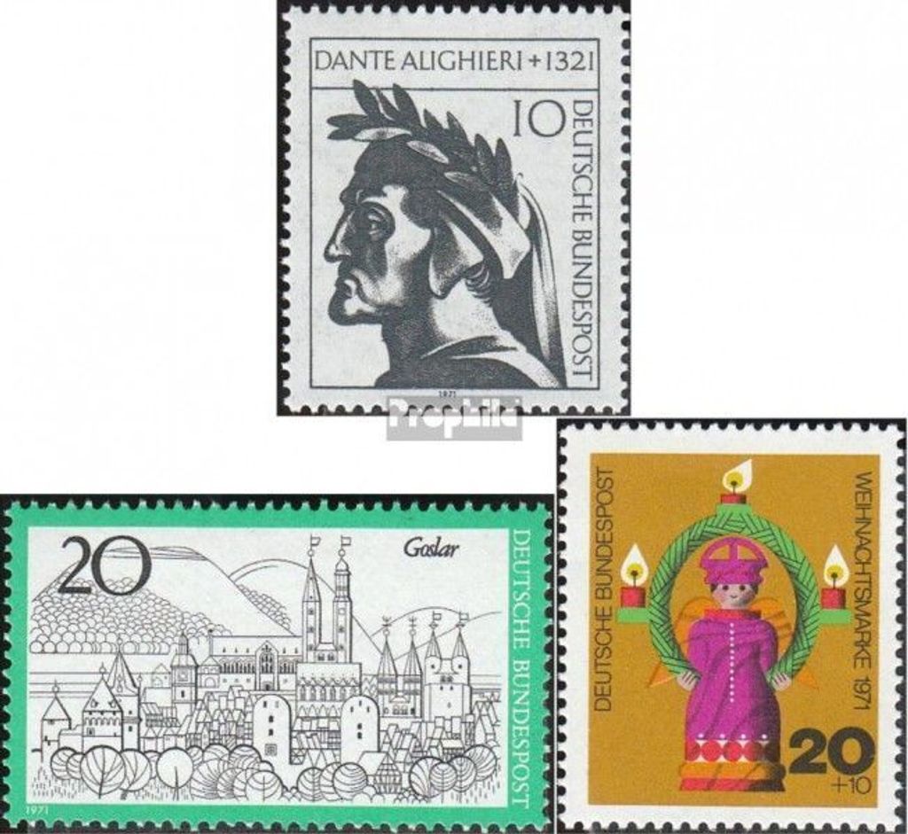 Briefmarken BRD (BR.Deutschland) 1971 Mi 693,704,709 (kompl.Ausg.) postfrisch 650.Todestag von Dante Alighieri