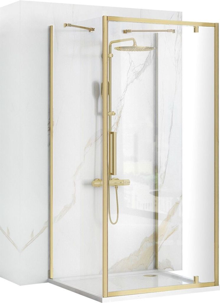 Rea Wand-Duschkabine Rapid Swing 100X90 Brush Gold