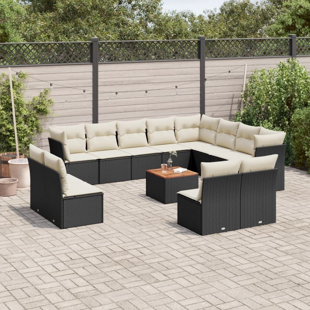 Maison Exclusive - 13-tlg. Garten-Sofagarnitur mit Kissen Schwarz Poly Rattan