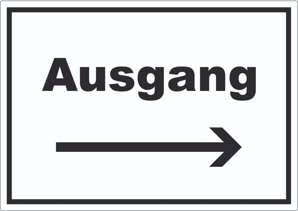 Ausgang Aufkleber mit Text und Richtungspfeil rechts Exit Schluss waagerecht A3 (297x420mm)