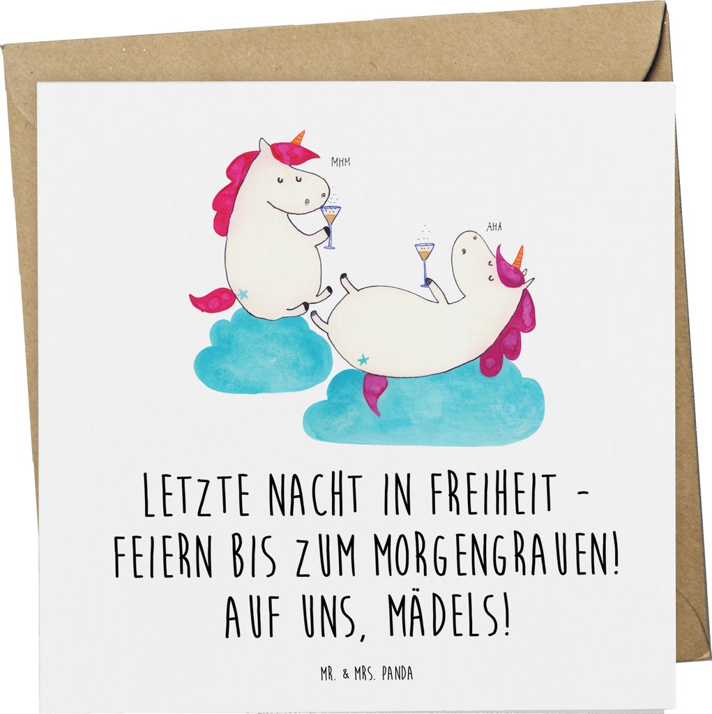 Mr. & Mrs. Panda Klappkarte Junggesellinnenabschied Feiern - Weiß - Geschenk, Freundinnen, Geschenke, Heiraten, doppelkarte, Grußkarte, anlasskar...