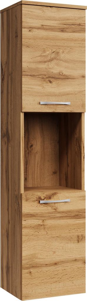 Badplaats Badezimmerschrank Montreal 30 x 30 x 131 cm Eiche - Hoch Badschrank Mit 2 Türen