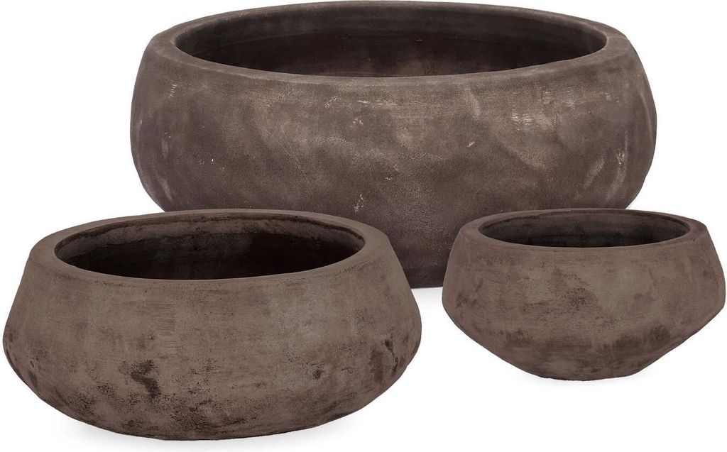 3er Set Vasen Minh 40 x 19 x 40 cm Terrakotta Braun