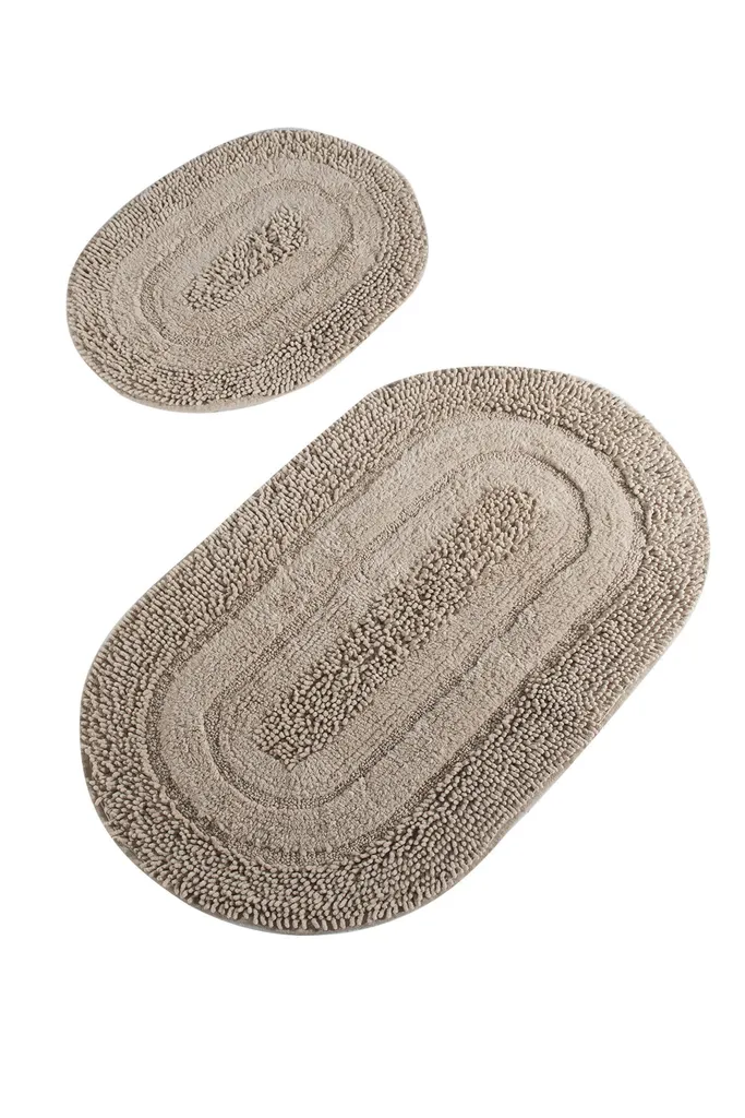 Tapis de Bain Coton Beige Macaroni 60x100 cm, Texture Moelleuse Mijolnir