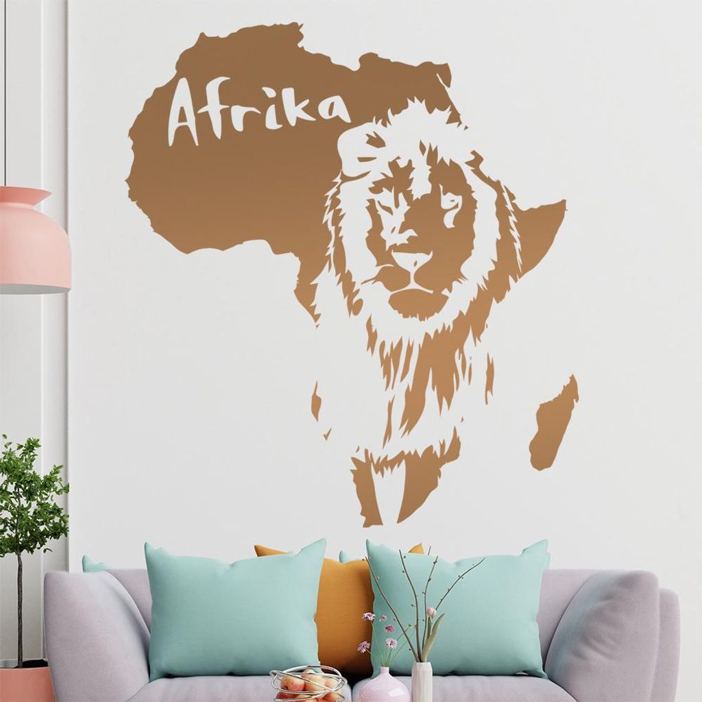 KIWISTAR Löwe u. Schriftzug Afrika Wandtattoo in 6 Größen - Wandaufkleber Wall Sticker - Dekoration, Küche, Wohnzimmer, Schlafzimmer, Badezimmer