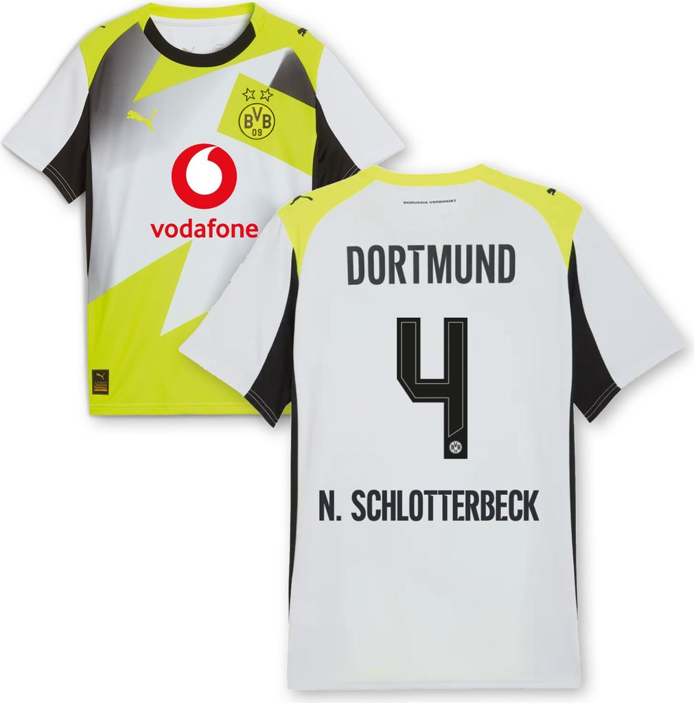 BVB Auswärtstrikot Kinder Saison 2025/26 Flock: Schlotterbeck - Größe: 128