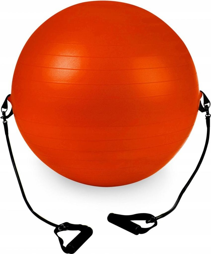 Gymnastikball mit Expander 65cm - Sitzball mit Widerstandsbändern - Fitnessball Yoga Pilates