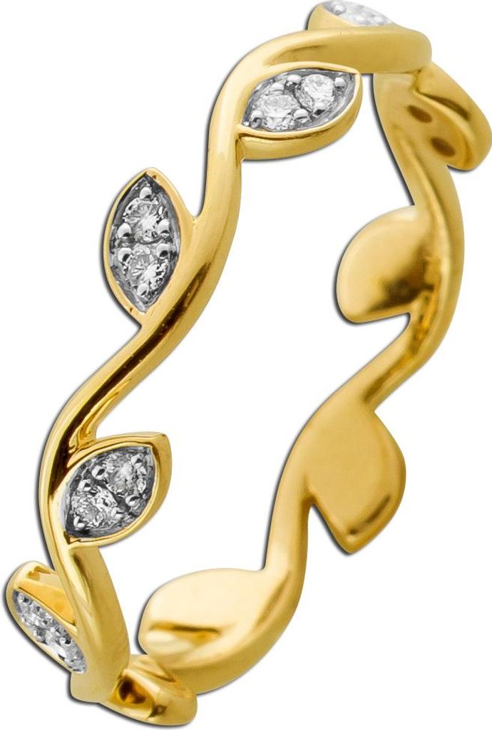 Brillant Ring Gold 585 14 Karat Natur Diamanten 0.12ct 17