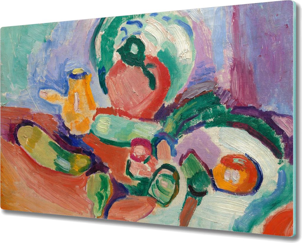 Coloray Hackbrett Herdabdeckplatte 80x52 cm Küchenbrett Kochplattenabdeckung Schneidebrett - Stilleben mit Gemüse
