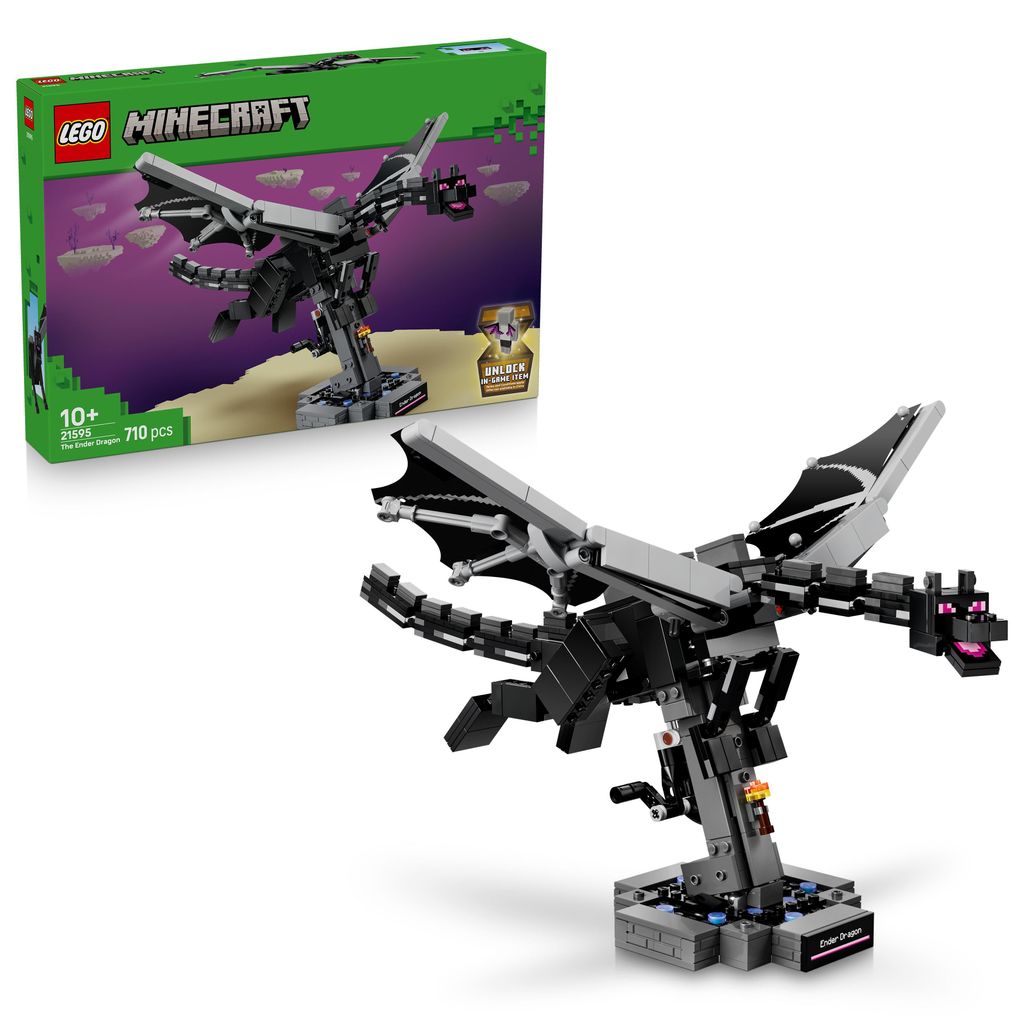 LEGO Minecraft Der Enderdrache - Interaktives Spielzeug mit schlagenden Flügeln und Exit Portal-Ständer als Zimmerdeko für Kinder - Gaming-Gesch...