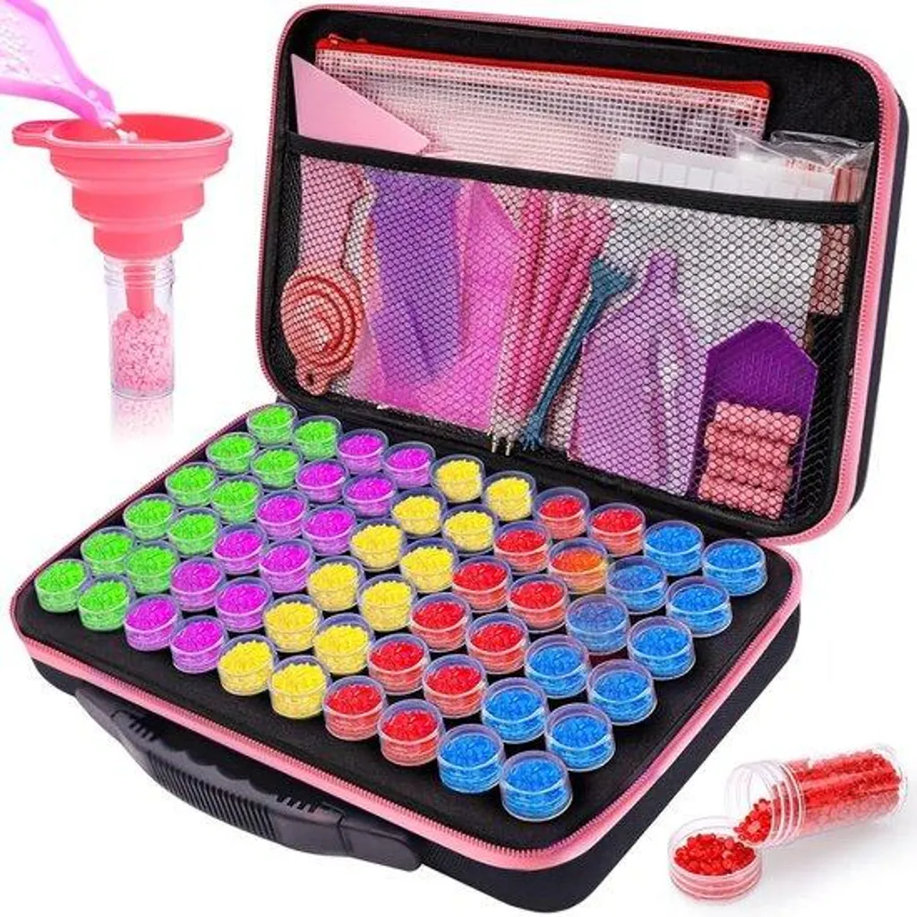 Boîte de rangement 60 compartiments en EVA avec entonnoir et tiges