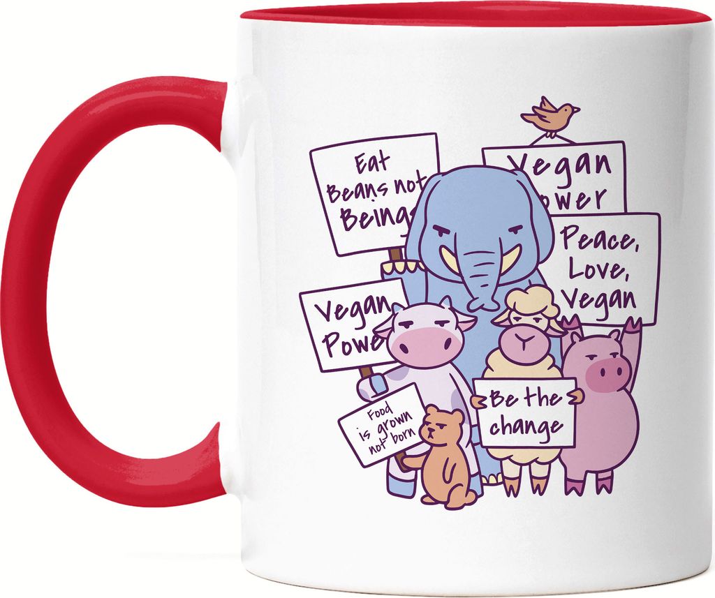 Vegan Power Lustiger Tasse Rot Geschenkidee Plant-Based Tierwohl Protest Tier Demo
