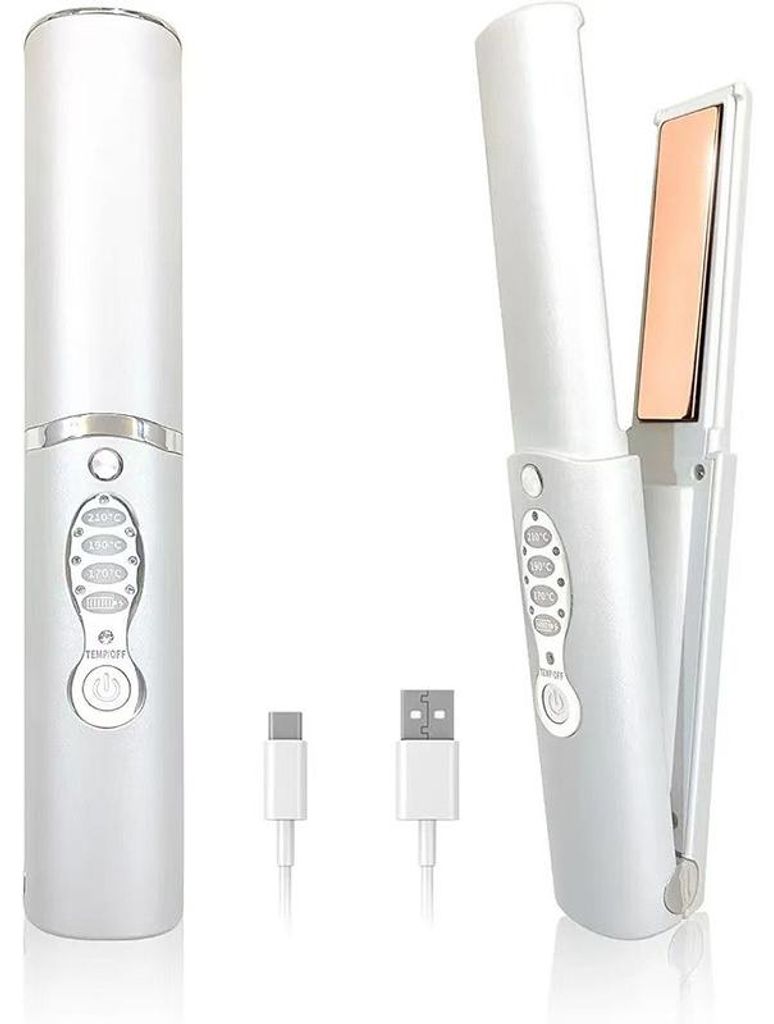 Haarglätter kabellos 2in1 Glätten & Locken 5000mAh Akku 21cm Titanium 3 Stufen 170–210°C tragbar Reise Styling Gerät