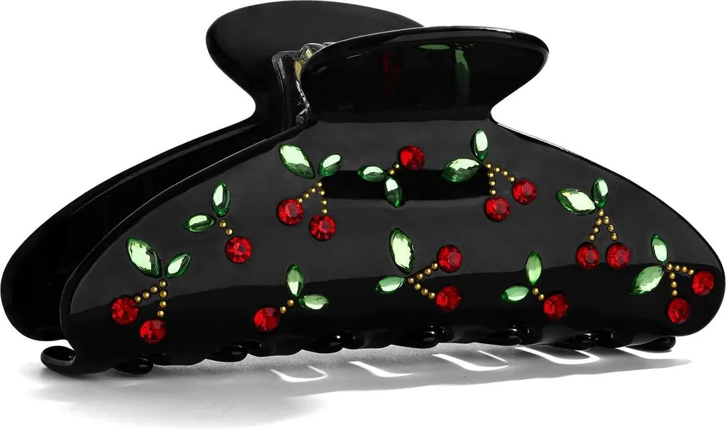 Fermaglio Capelli Ciliegia Nera Strass: Accessorio Elegante Donna