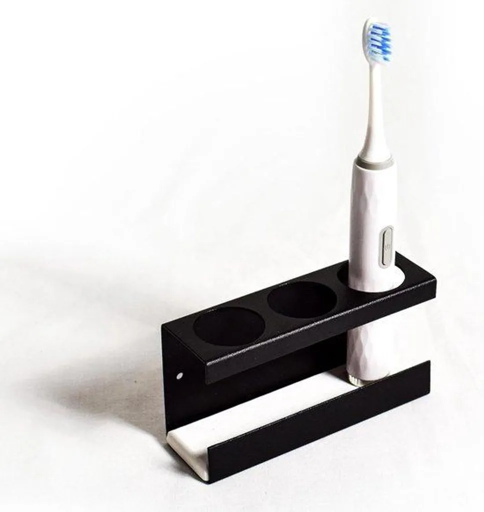 Support mural brosse à dent électrique en aluminium noir 3 emplacements